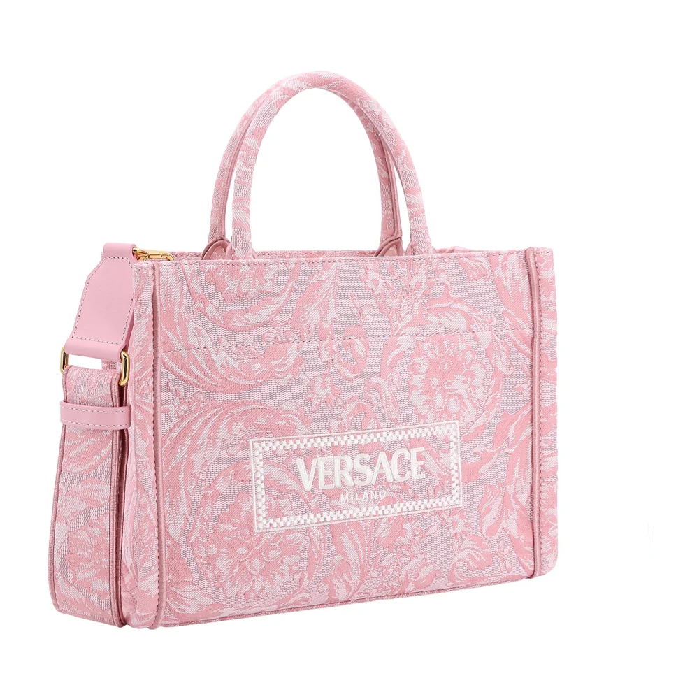 Versace Barocco Canvas Handtas met Vintage Logo Pink Dames