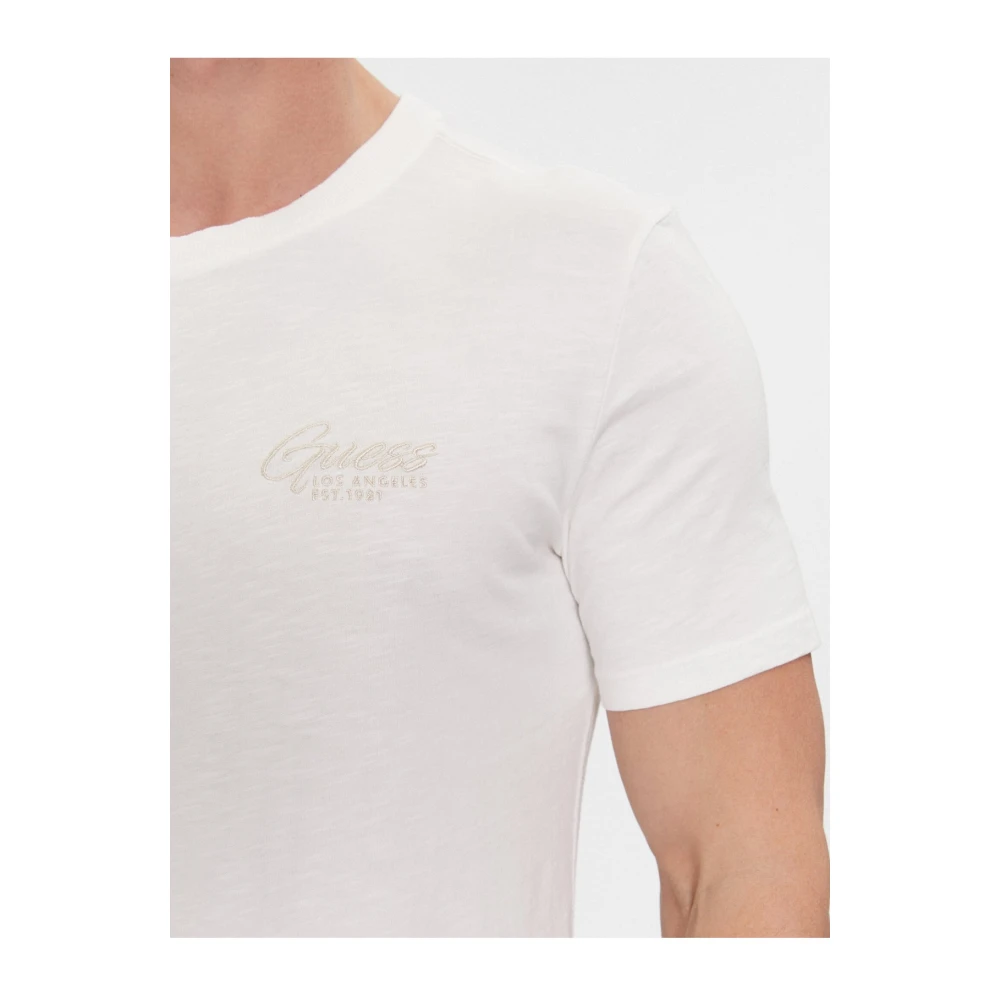 Guess Geborduurd Logo Slim Fit T-Shirt White Heren