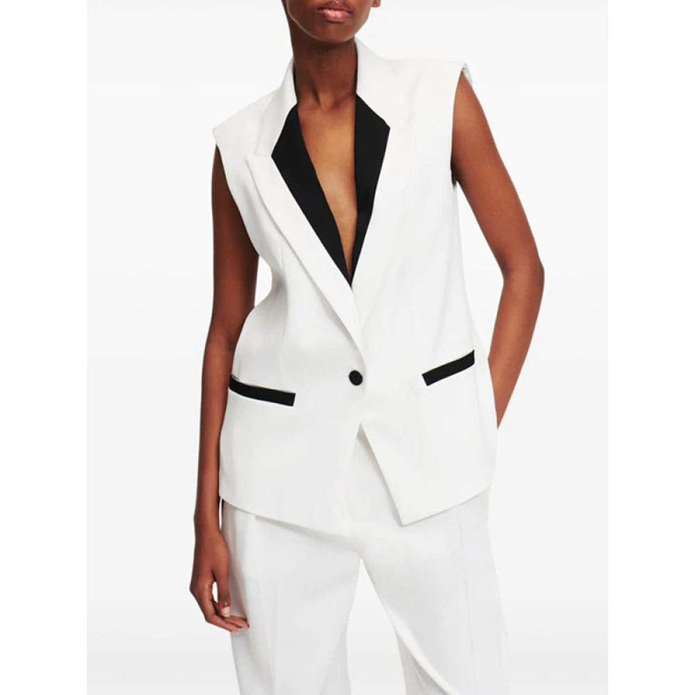 Karl Lagerfeld Tweekleurig op maat gemaakt gilet met pieklapels White Dames