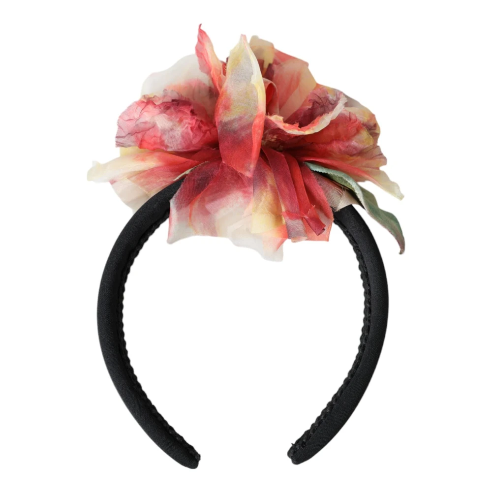 Dolce & Gabbana Blommig Svart Tiara Kvinnor Hårband Diadem Black, Dam