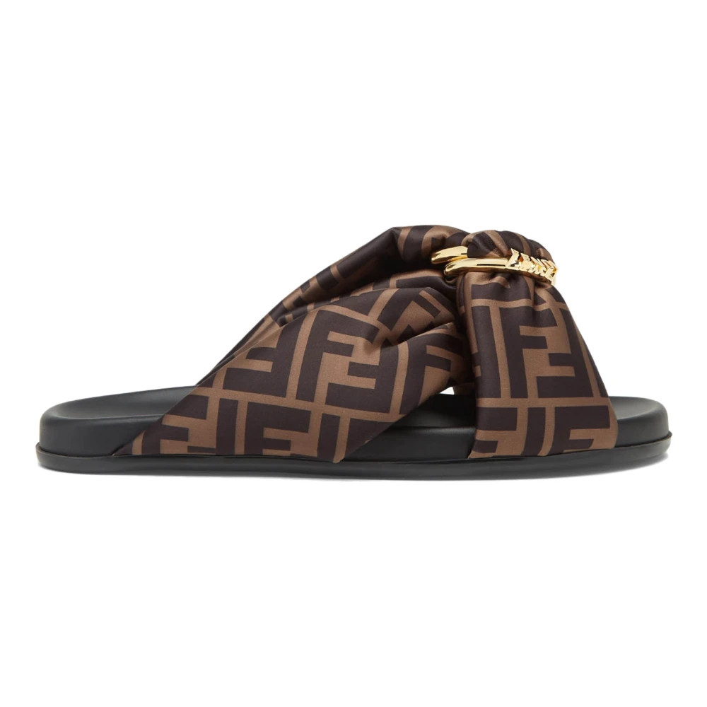 Fendi Women's Brown Sliders, 2 Uk, Feel Satin Slides