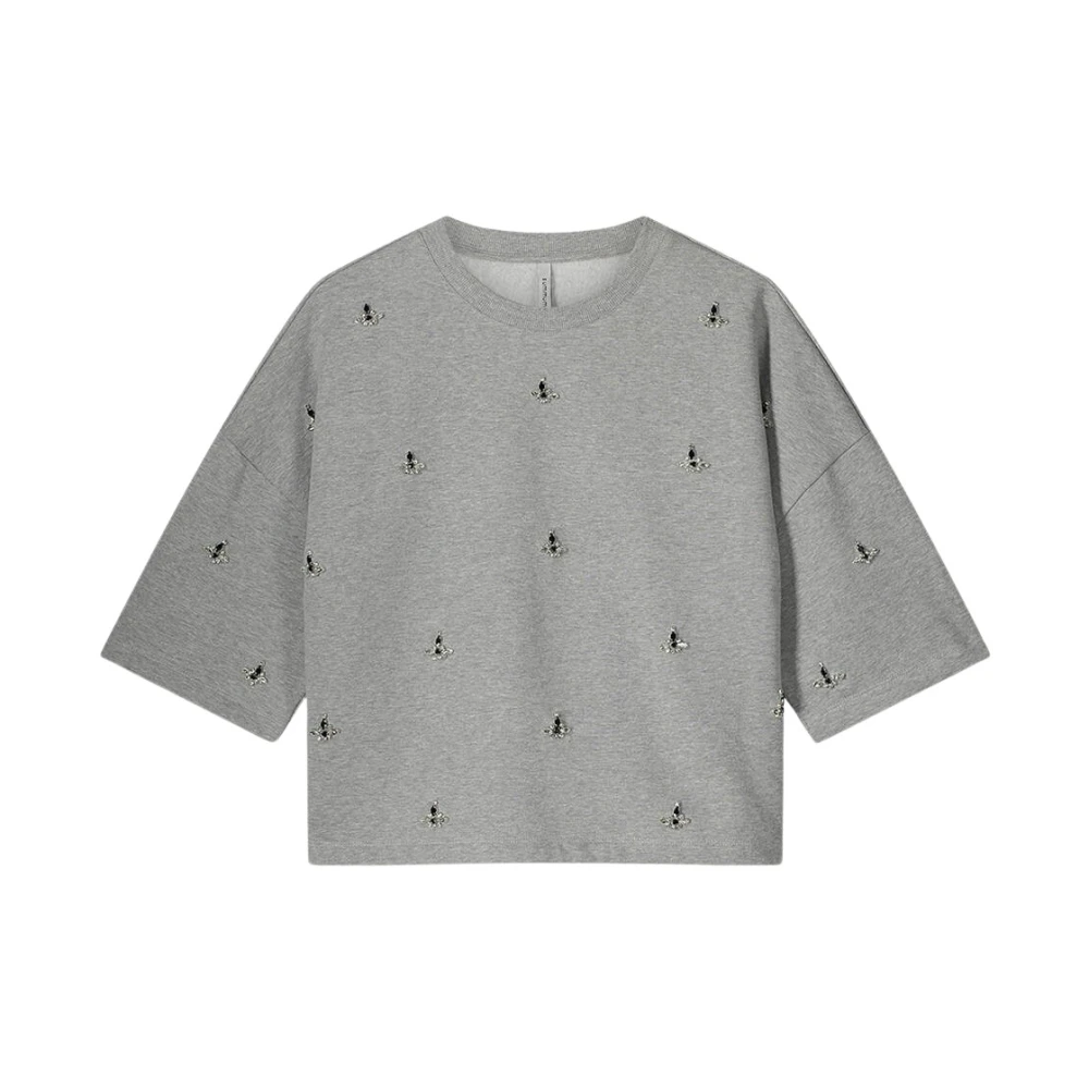 Summum Woman Versierde Boxy Sweater Gray Dames