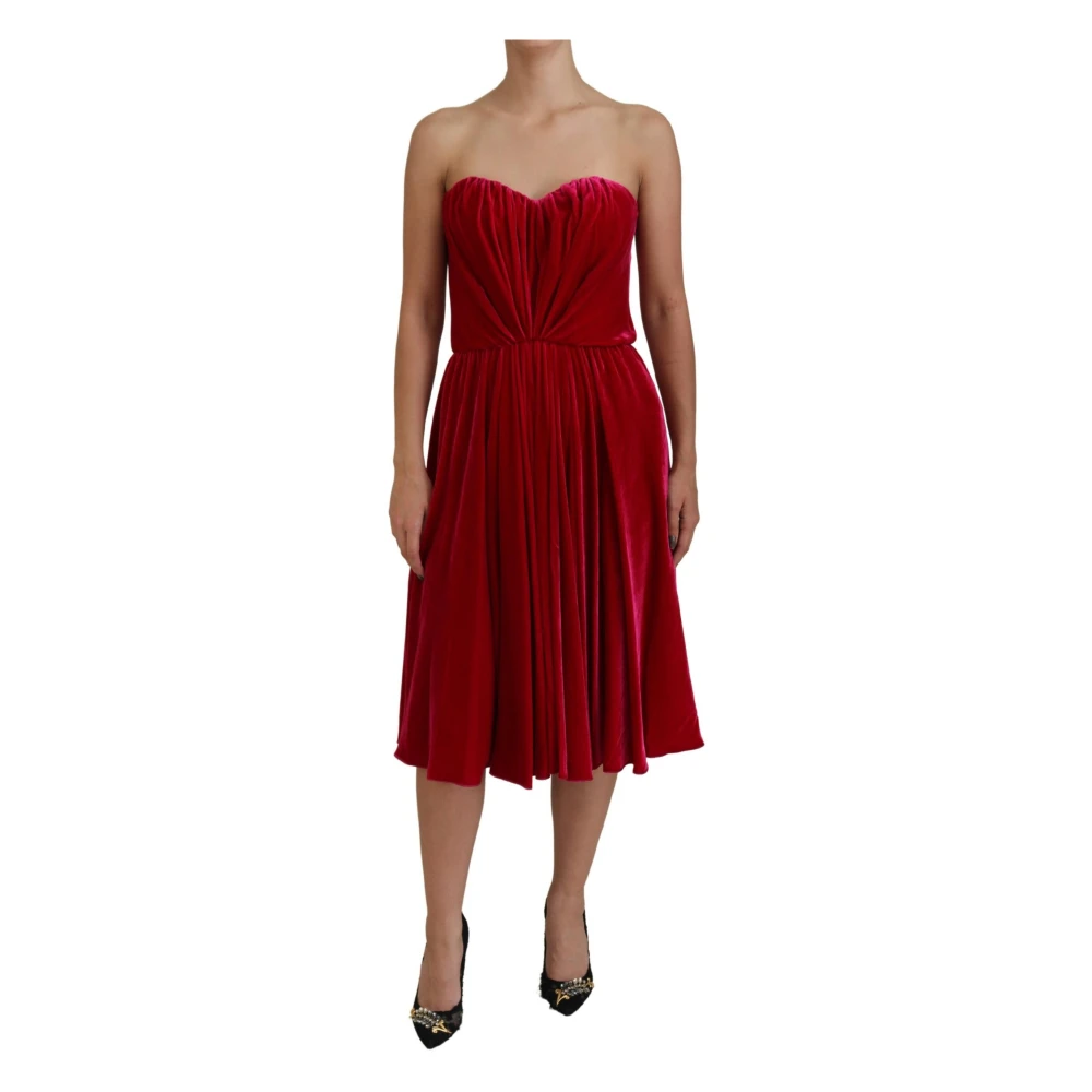 Dolce & Gabbana Women's Pink Enchanting Strapless Midi Dress