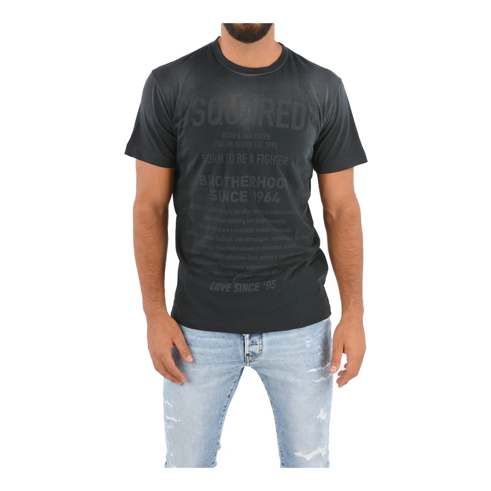 Dsquared2 Zwarte Katoenen Logo T-Shirt Ss22 Black Heren