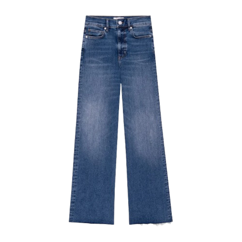 Frame Frayed Wide-Leg Denim Jeans Blue Dames