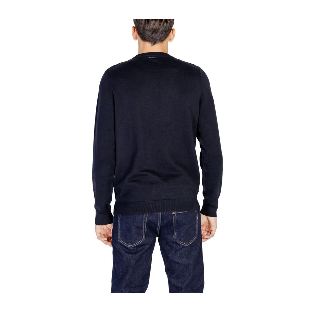 Antony Morato Blauw Gebreid T-Shirt Katoen-Wol Mix Blue Heren