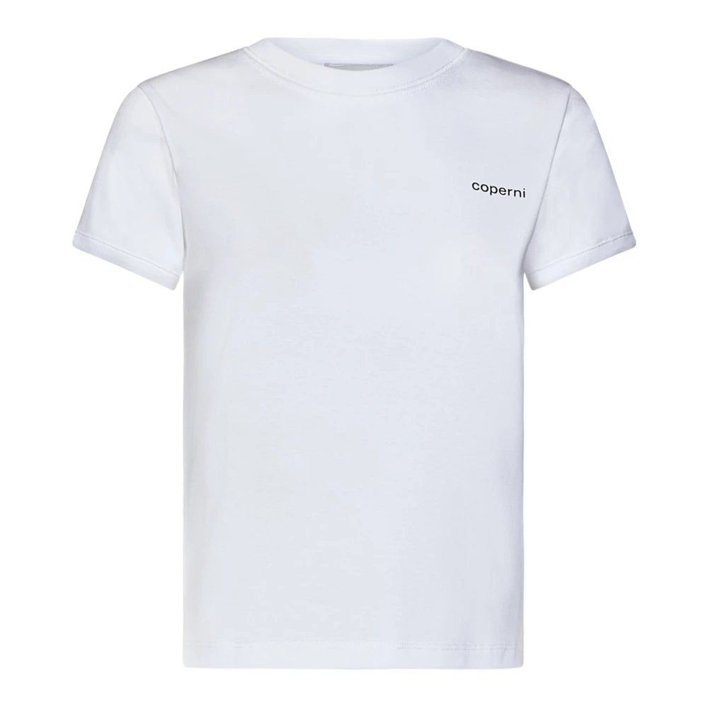Coperni Women's White Slim Fit T-Shirt Logo Print