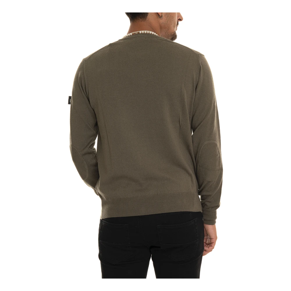 Peuterey Ronde hals trui met armlogo Green Heren