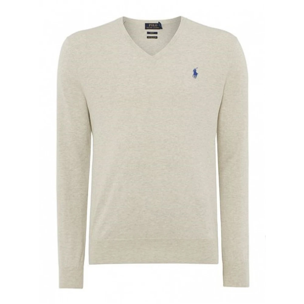 Polo Ralph Lauren V-hals Pima Katoen Trui Gray Dames
