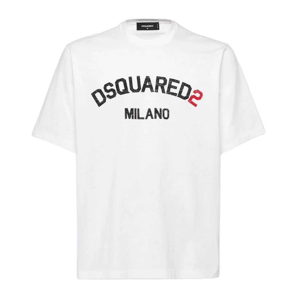 Dsquared2 Kristal Logo Korte Mouw T-shirt White Heren