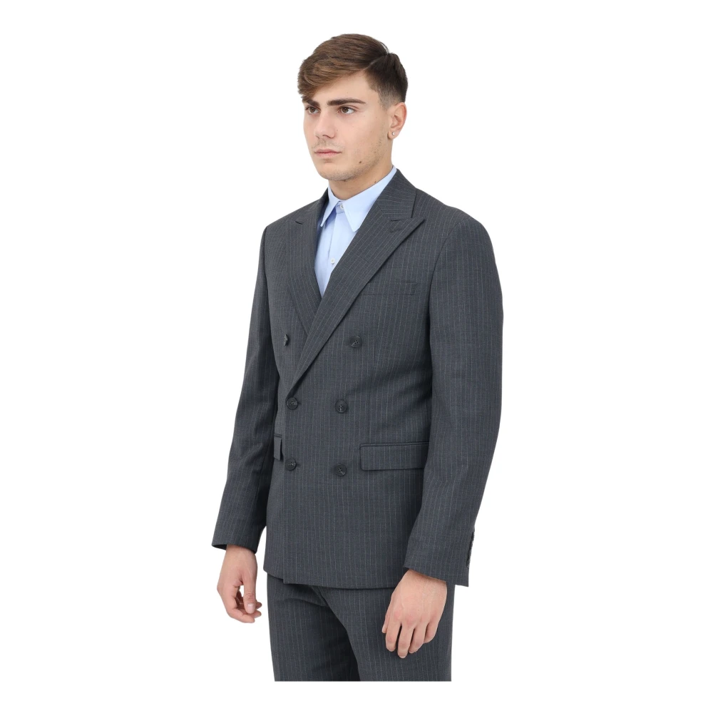 Selected Homme Dubbelbreasted Grijze Gestreepte Blazer Gray Heren