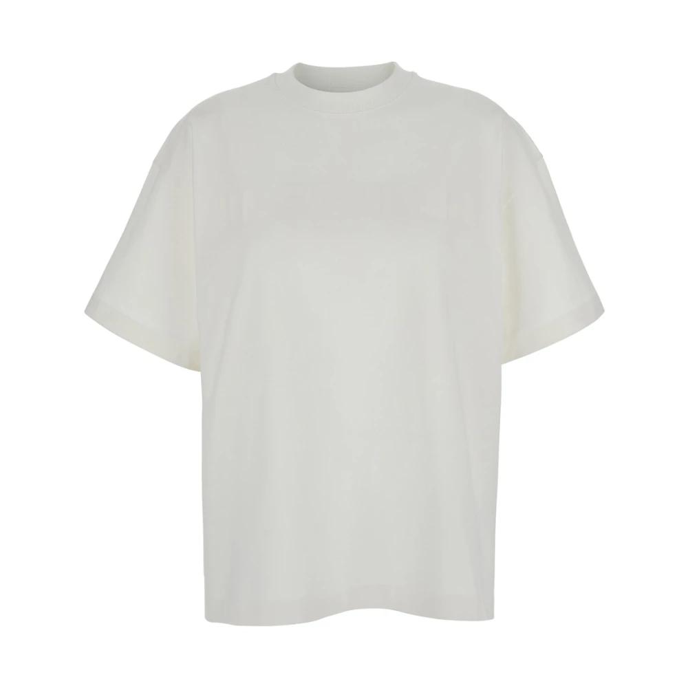 Jil Sander Wit Crewneck T-shirt met Logo Print White Dames