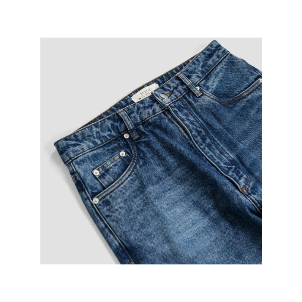 Studio Nicholson Blauwe Riso jeans recht model 5 zakken Blue Heren