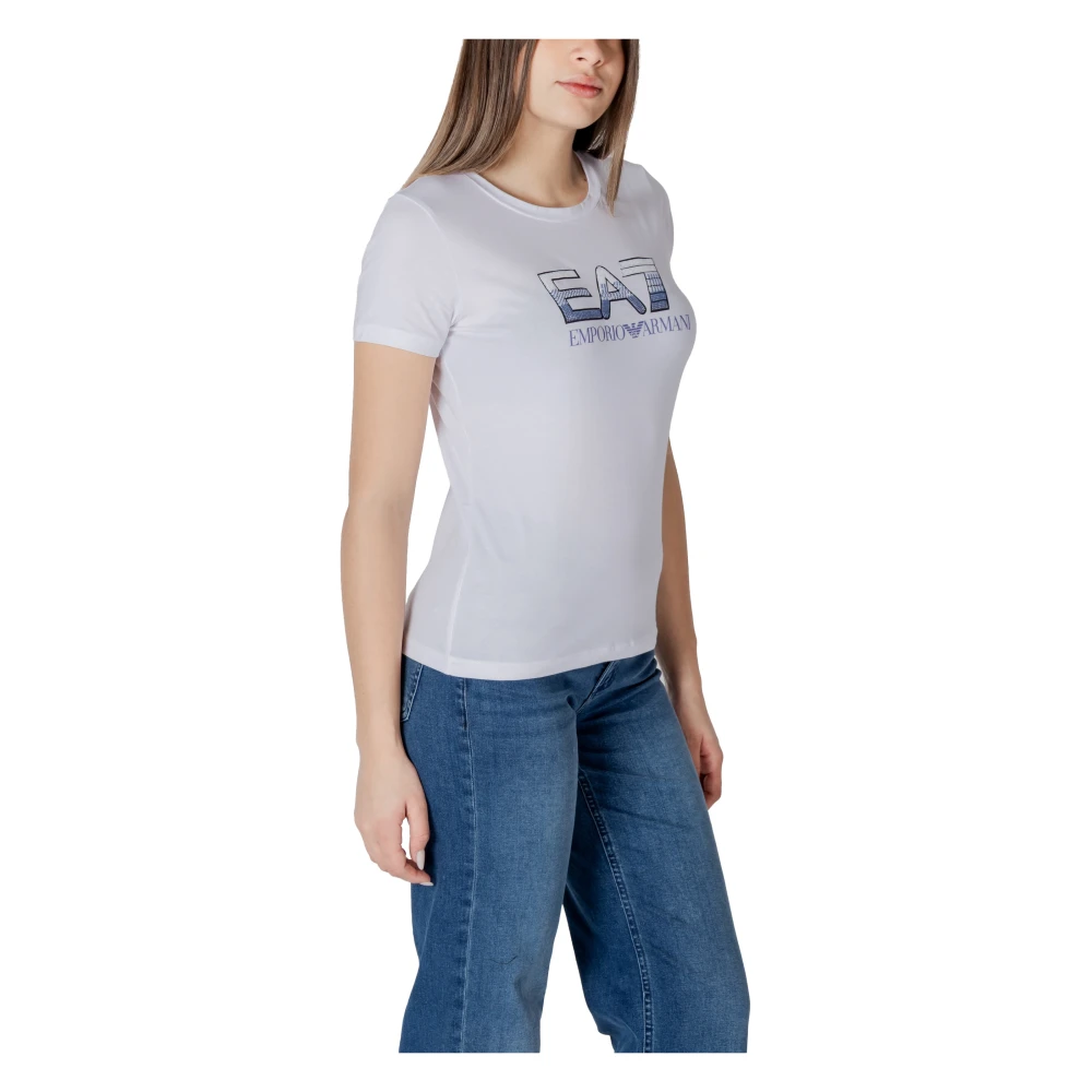 Emporio Armani EA7 Korte mouwen katoenen T-shirt collectie White Dames