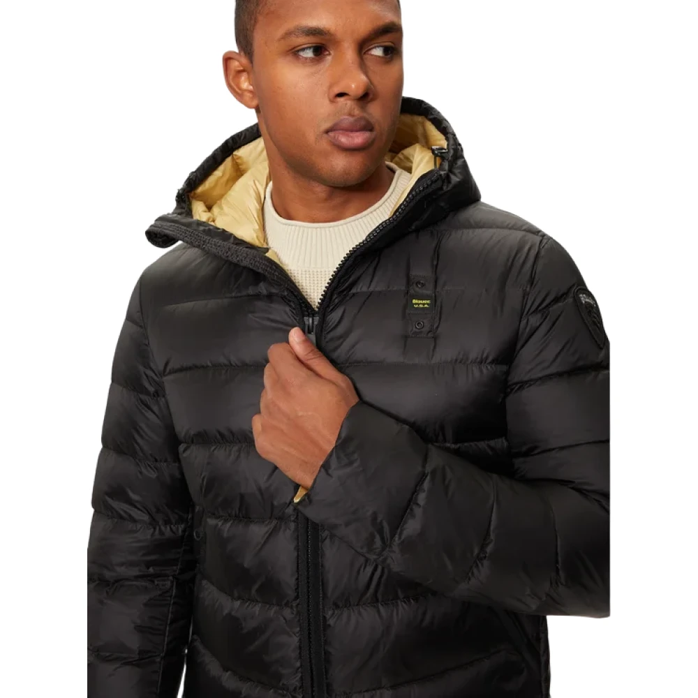 Blauer Zwarte Donsjas Regular Fit Black Heren