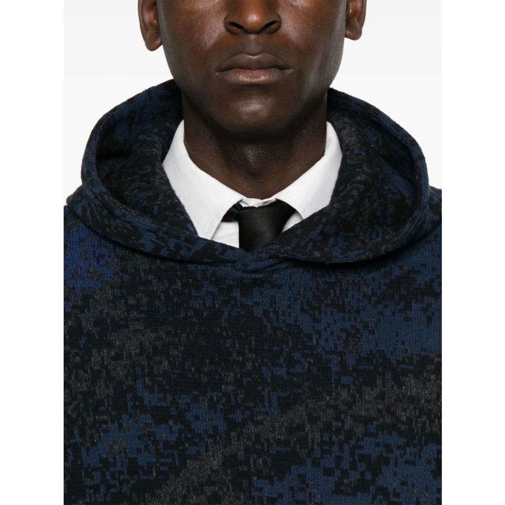 Emporio Armani Gebreide Hoodie Trui Marineblauw Black Heren