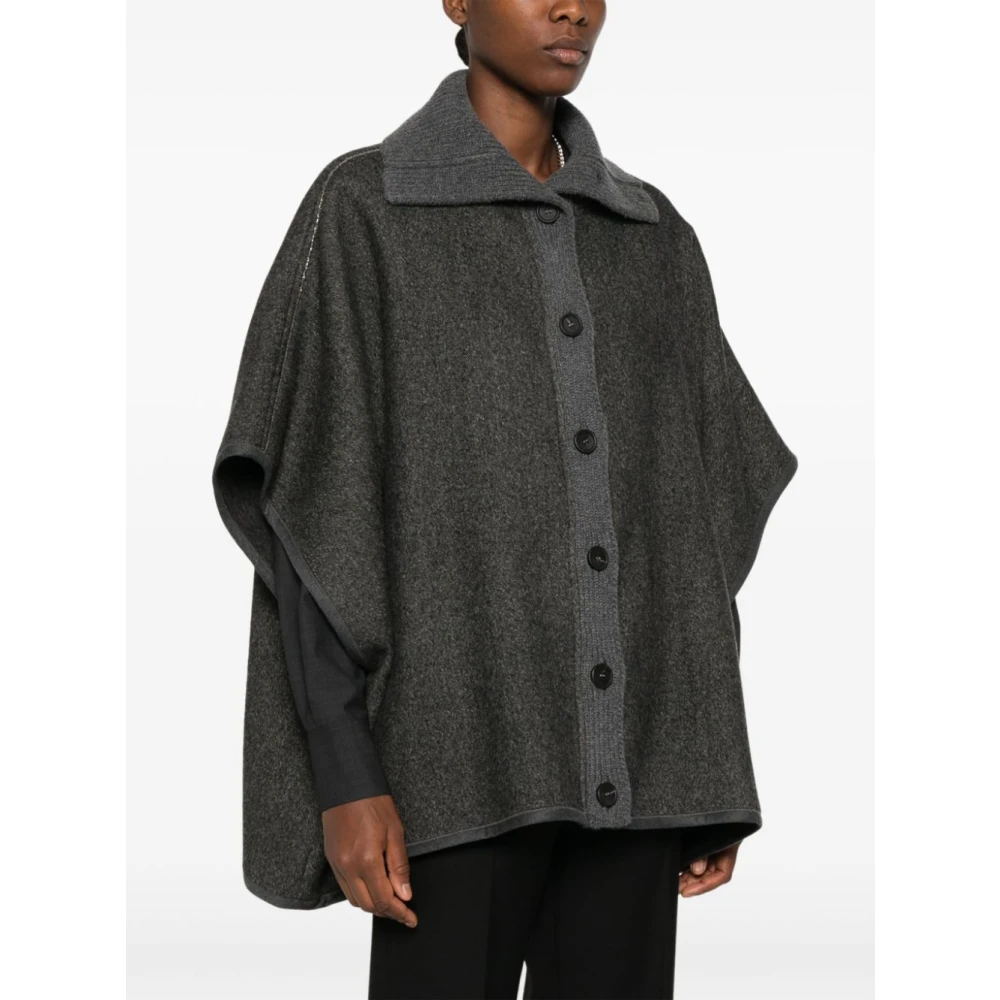 Fabiana Filippi Grijze Wol Knoopmanteljas Gray Dames