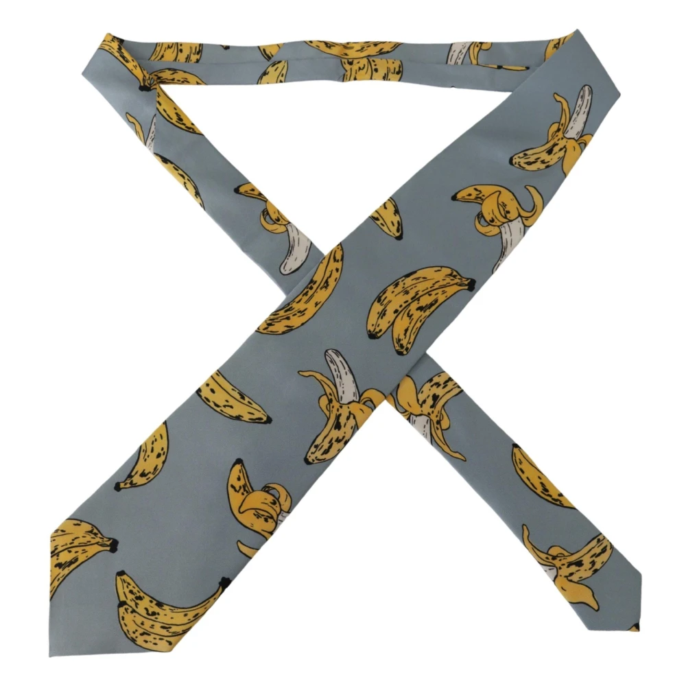 Dolce & Gabbana Blauwe Banaan Print Zijden Stropdas Blue Heren