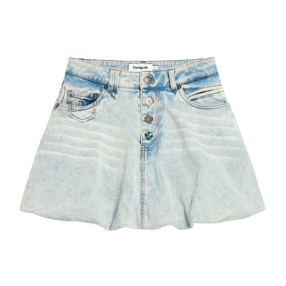 Desigual Vrouw Blauw Rokken Dames, S, Katoen, Fal_globo Mini Rok
