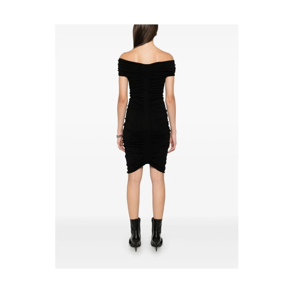 alexander wang Zwarte Gerimpelde Asymmetrische Zoom Jurk Black Dames