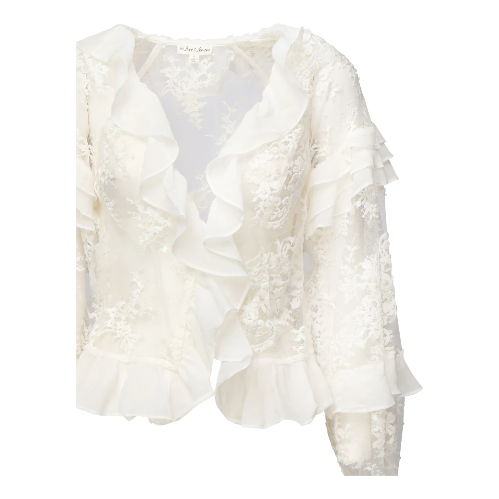 For Love & Lemons Witte Kantvakantieblouse met Ruche White Dames