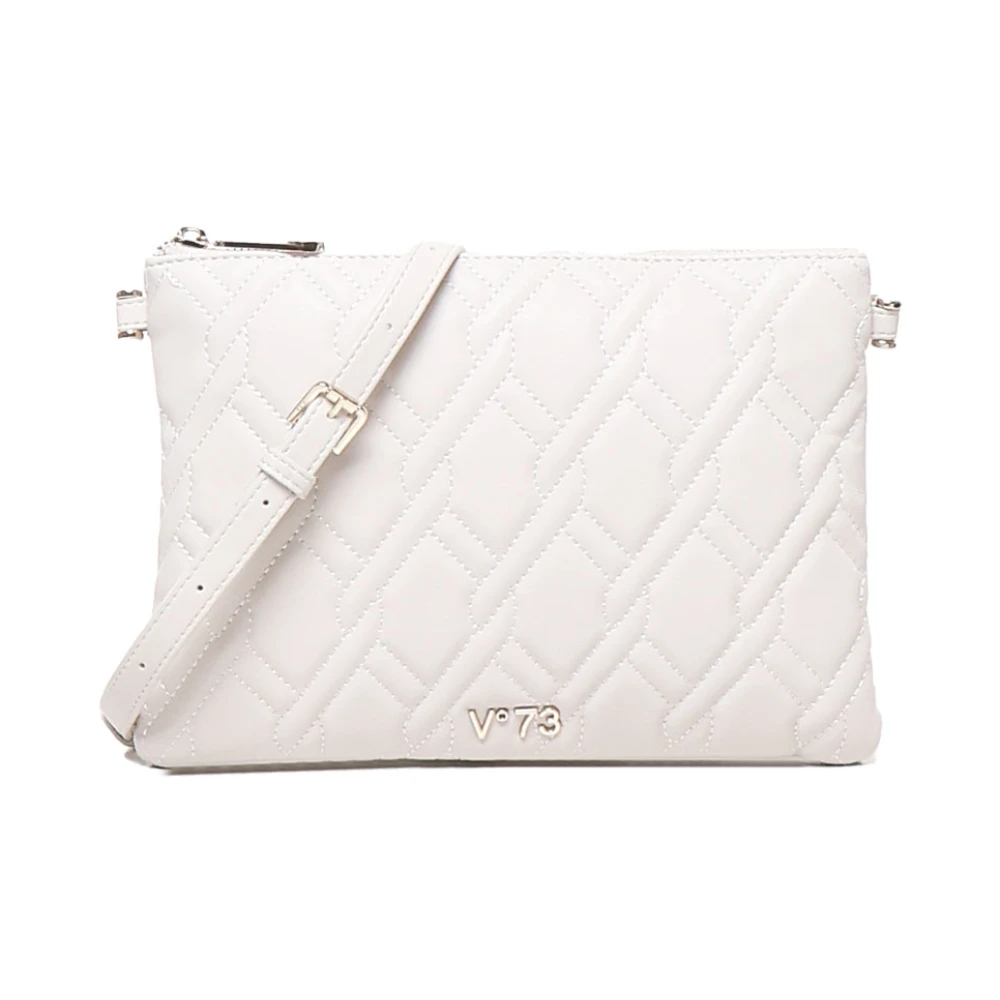 V73 Crème Ecoleer Clutch met Metallic Logo Beige Dames