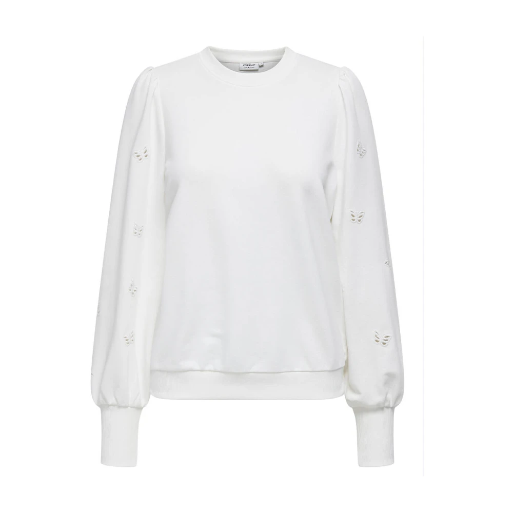 Only Puff Borduurwerk Sweater White Dames