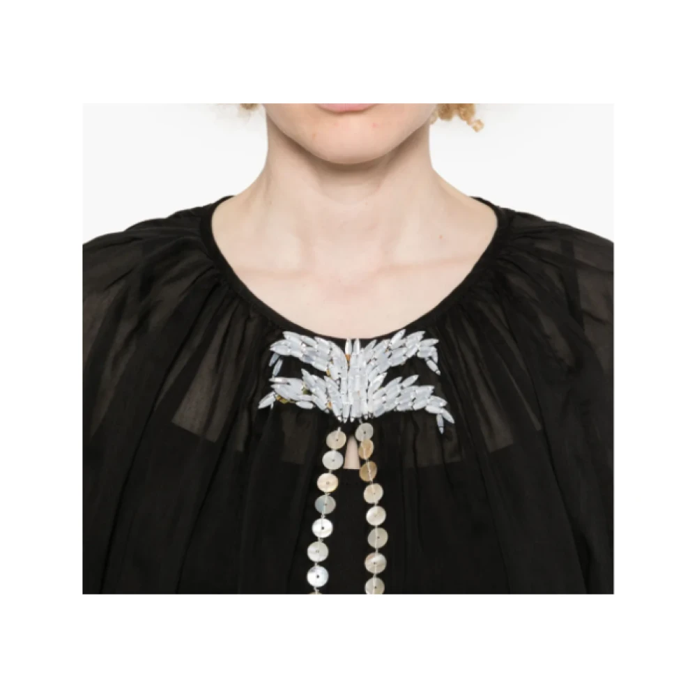 Forte Zwarte Blouse met Knoopsluiting Black Dames