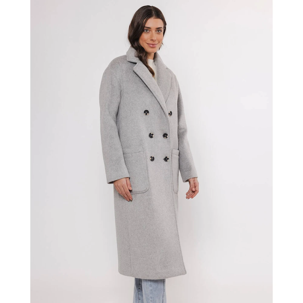 Rino&Pelle Double-Breasted Lange Jas Teuni Gray Dames
