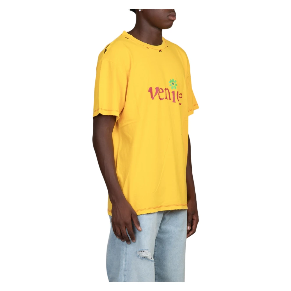 ERL Venice Beschadigd T-shirt Yellow Heren