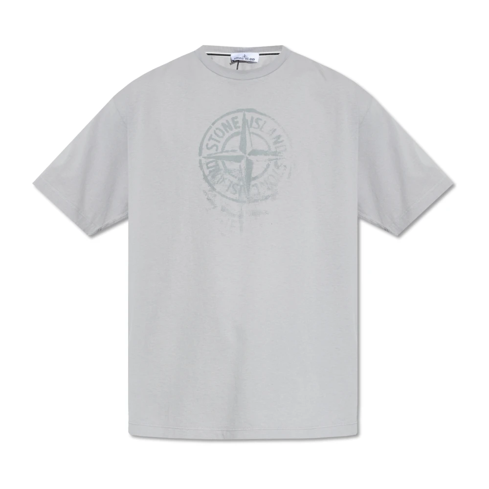 Stone Island T-shirt met logo-print Gray Heren