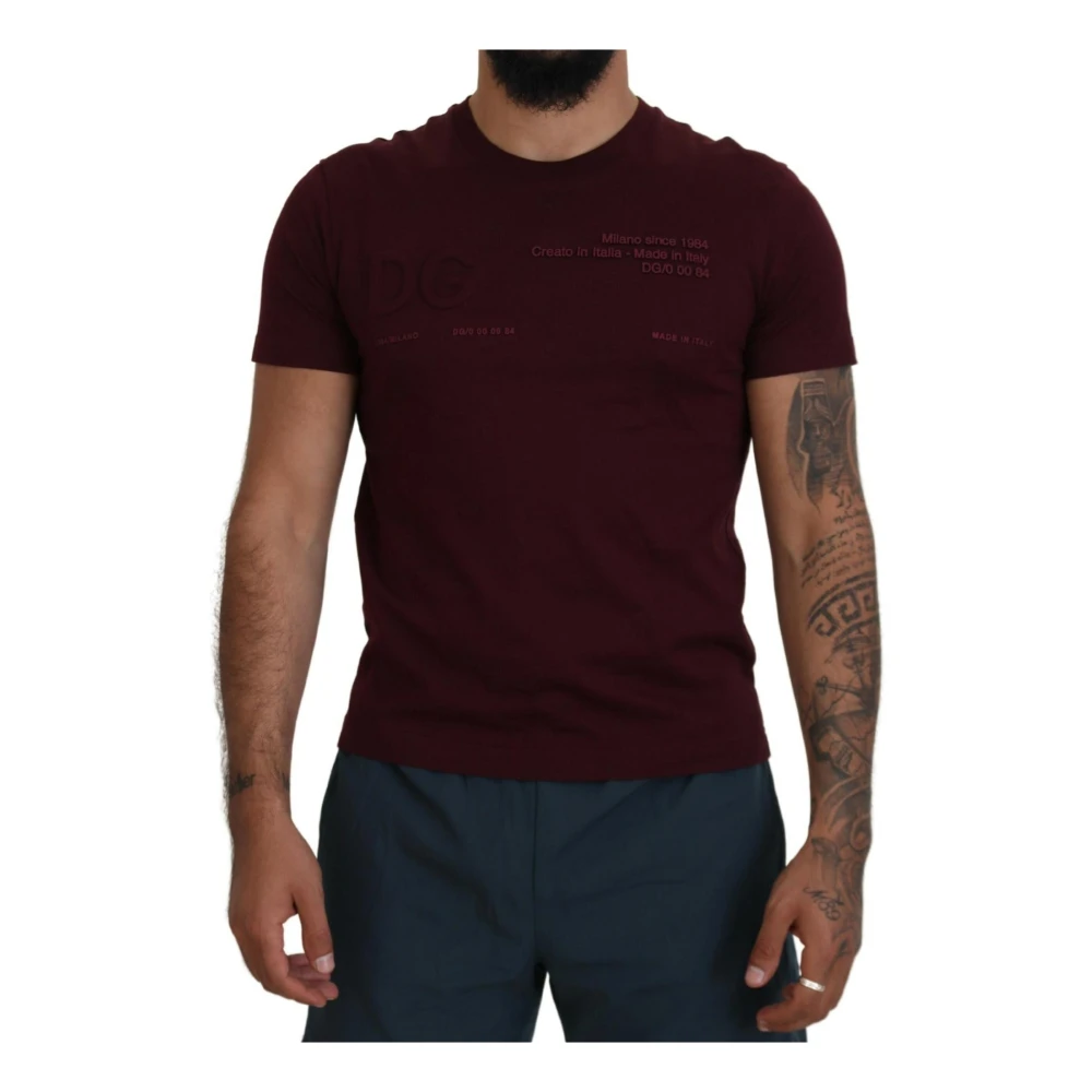 Dolce & Gabbana Maroon Logo T-Shirt Brown Heren