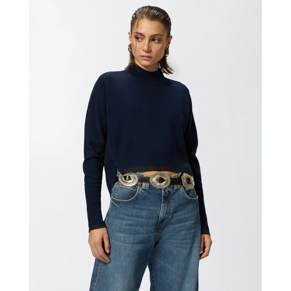 pinko Kasjmier Lurex Trui Blue Dames