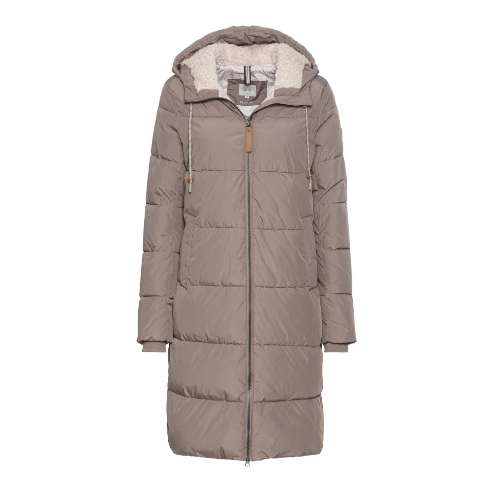 camel active Gewatteerde jas met capuchon en geribbelde manchetten Pink Dames