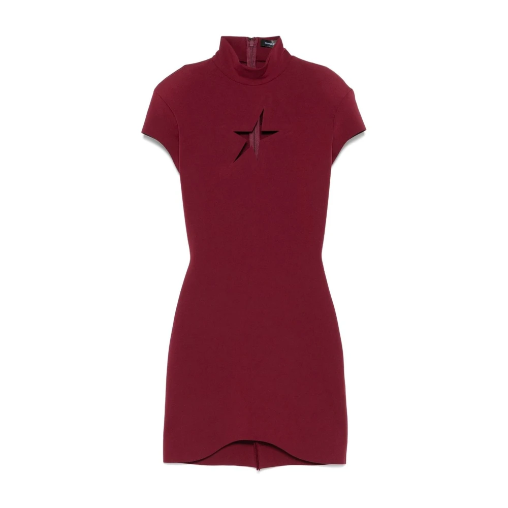 Mugler Rode Ster Cut-Out Jurk Red Dames