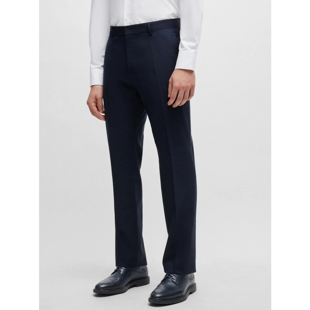 Hugo Boss Blauw Wol Slim Fit Pak Blue Heren