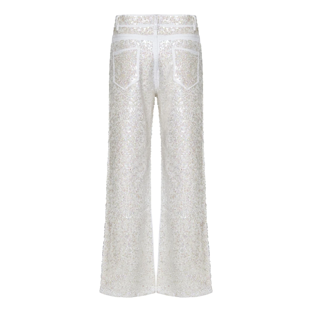 P.a.r.o.s.h. Witte Pailletten Geborduurde Straight-Leg Jeans White Dames