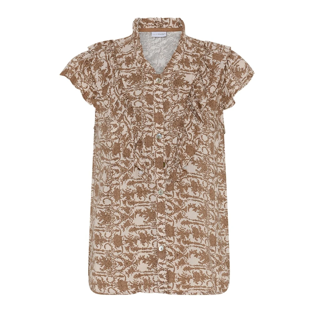 IN Front Riana Shirt Sand Blouse met Ruchesmouwen Multicolor Dames
