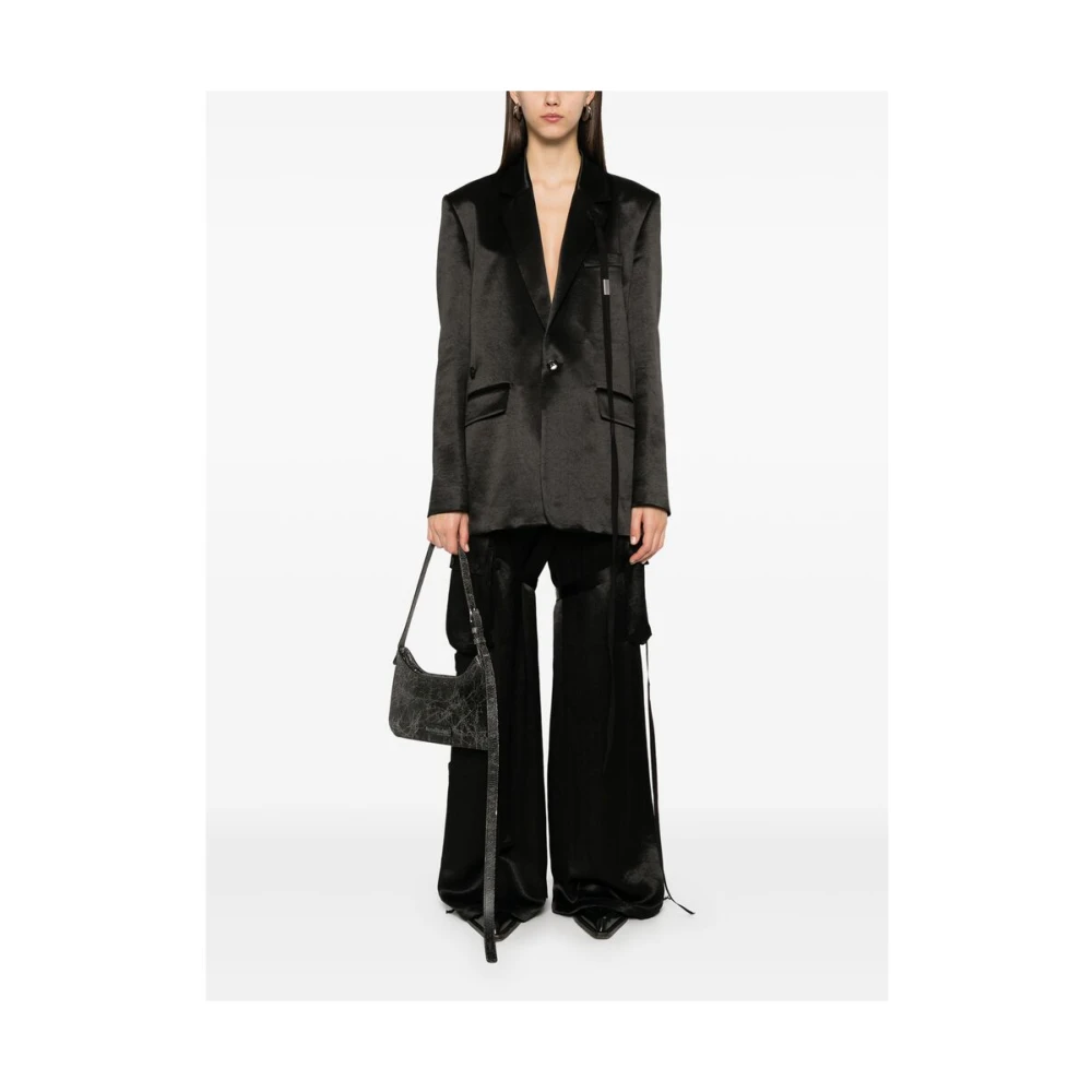 Ann Demeulemeester Zwarte Cargo Broek met Riem Detail Black Dames