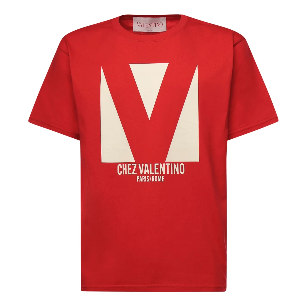 Valentino Garavani Rode T-shirts en Polos Chez Print Red Heren