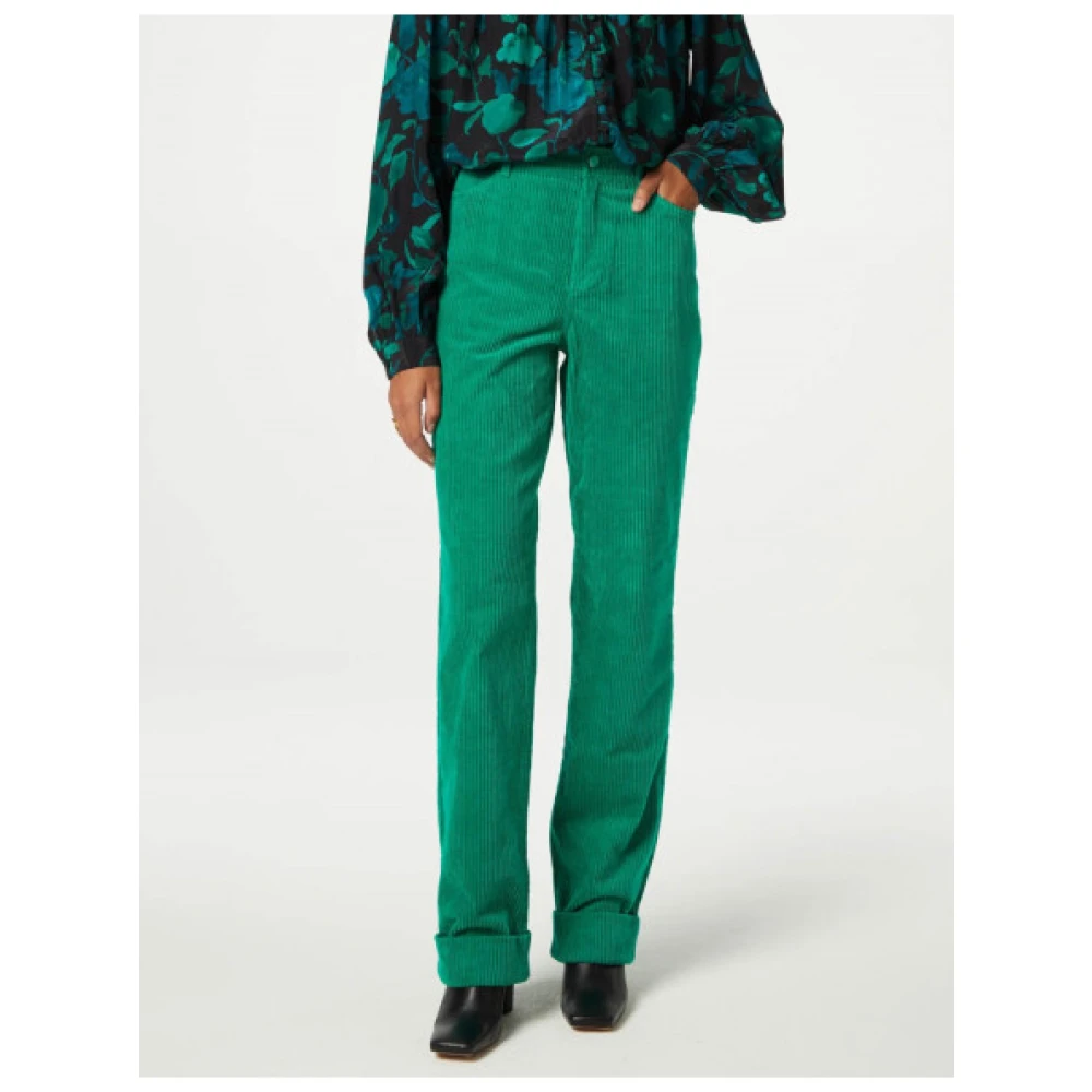 Fabienne Chapot Corduroy Rechte Broek Green Dames