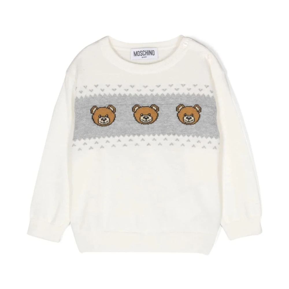 Moschino Unisex Wit Teddy Bear Gebreide Trui