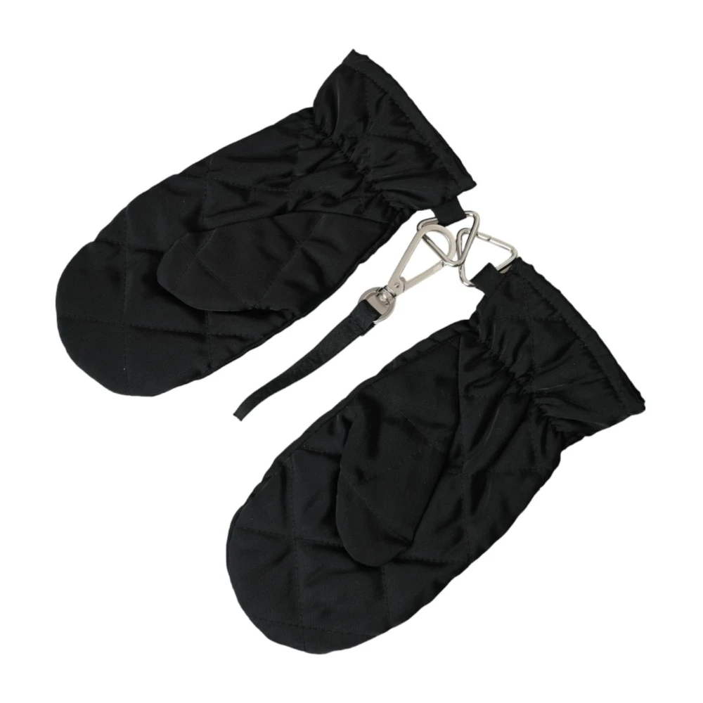 Dolce & Gabbana Zwarte Gewatteerde Nylon Wanten Black Dames