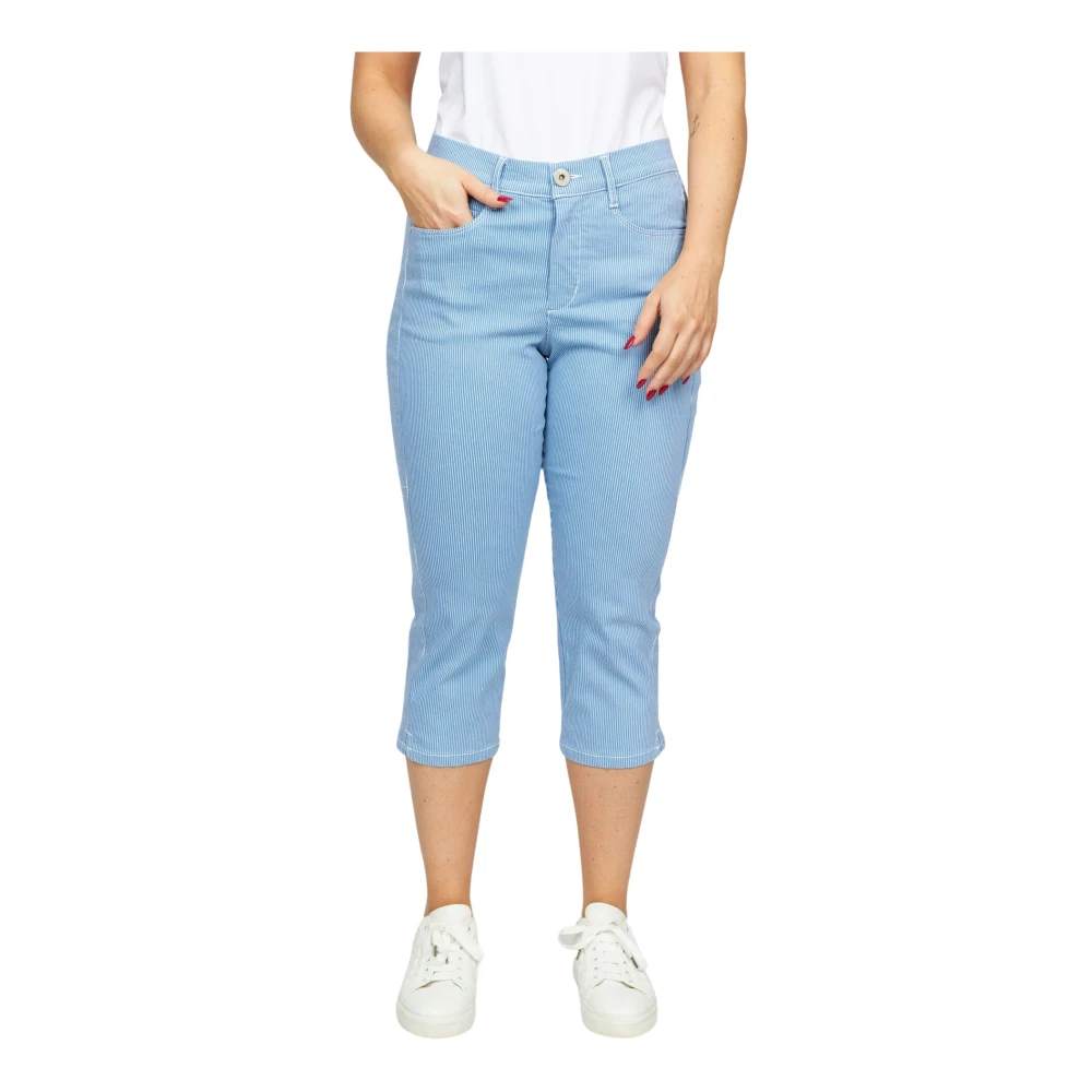 2-Biz Gekropt broek met hoge taille Blue Dames