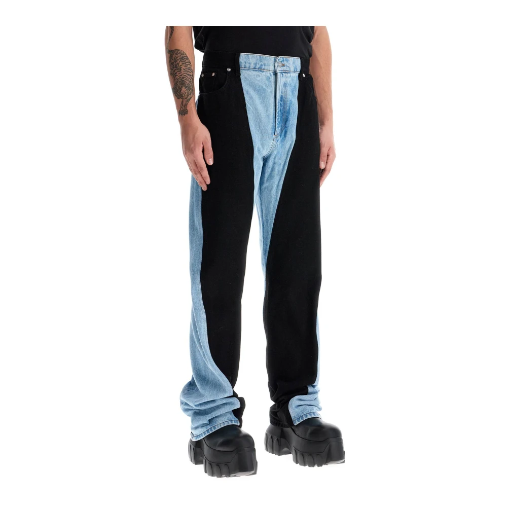 Mugler Tweekleurige denim paneel jeans Multicolor Heren