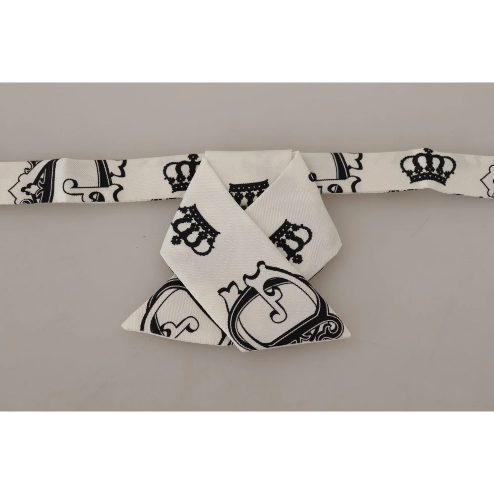 Dolce & Gabbana Kroonpatroon Zijden Strik White Heren
