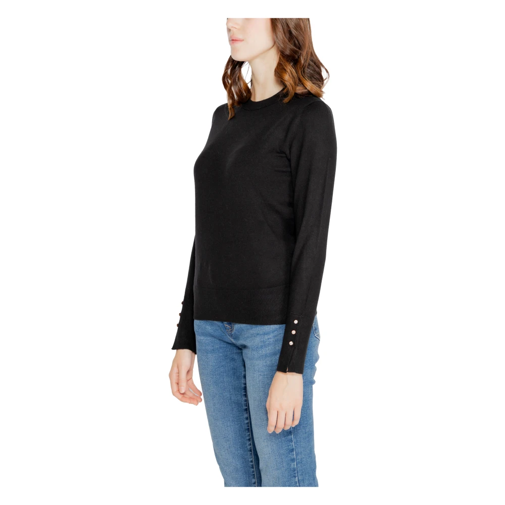 Jacqueline de Yong Zwarte Gebreide Ronde Hals Trui Black Dames