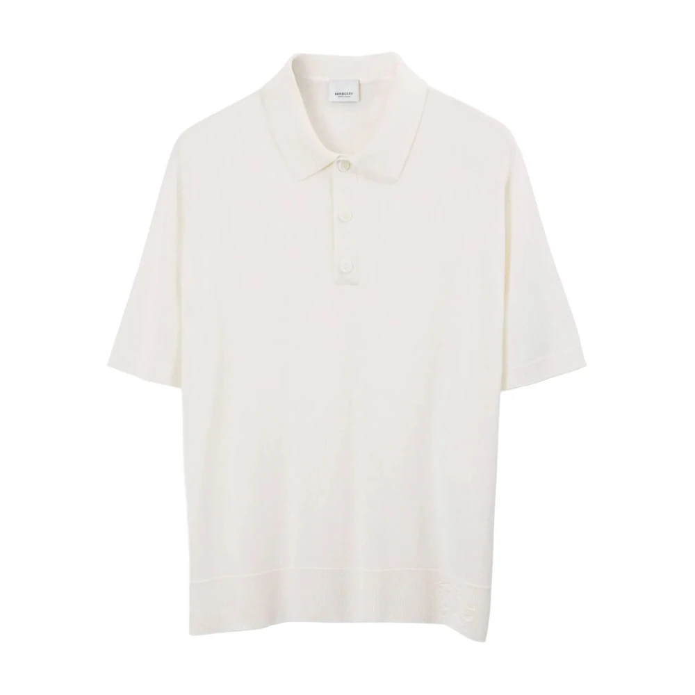 Burberry Off-White Zijden Polo Shirt White Heren