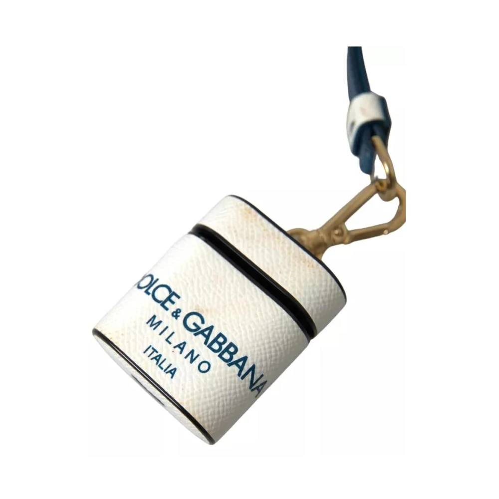 Dolce & Gabbana Logo Print Leren Airpods Hoesje White Dames