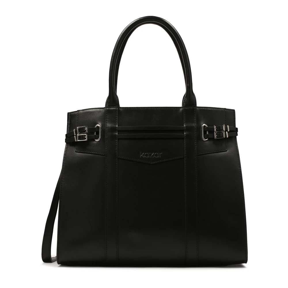 Kazar Zwarte handtas versierd met gespbanden Black Dames